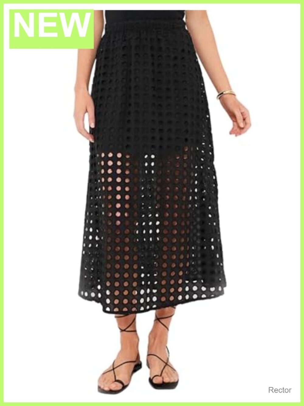 Cotton Eyelet Maxi Skirt Womens Long Casual Beach Skirt with Mini Slip